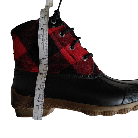 Sperry Size 6 Waterproof Wool Blend Buffalo Check Plaid Zip Laceup Duck Boots - Picture 9 of 13